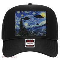 Ufo Alien Abduction Starry Night Van Gogh Painting Hat thumb 0