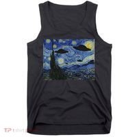 Ufo Alien Abduction Starry Night Van Gogh Painting Tank Top thumb 0