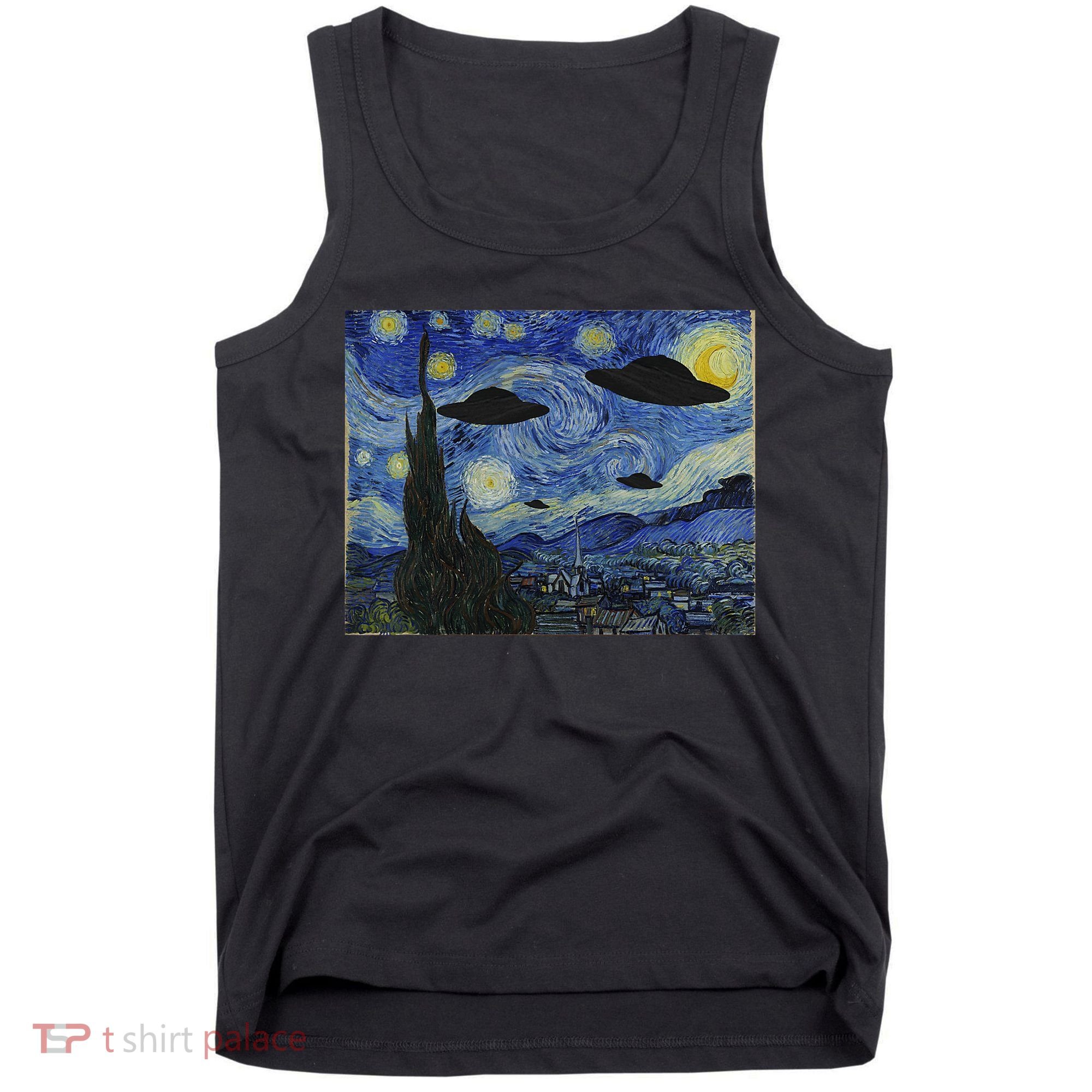 Ufo Alien Abduction Starry Night Van Gogh Painting Tank Top