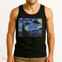 Ufo Alien Abduction Starry Night Van Gogh Painting Tank Top thumb 3