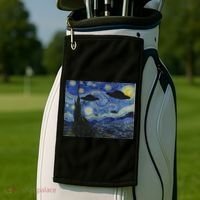 Ufo Alien Abduction Starry Night Van Gogh Painting Golf Towel thumb 2