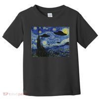 Ufo Alien Abduction Starry Night Van Gogh Painting Toddler T-Shirt thumb 0