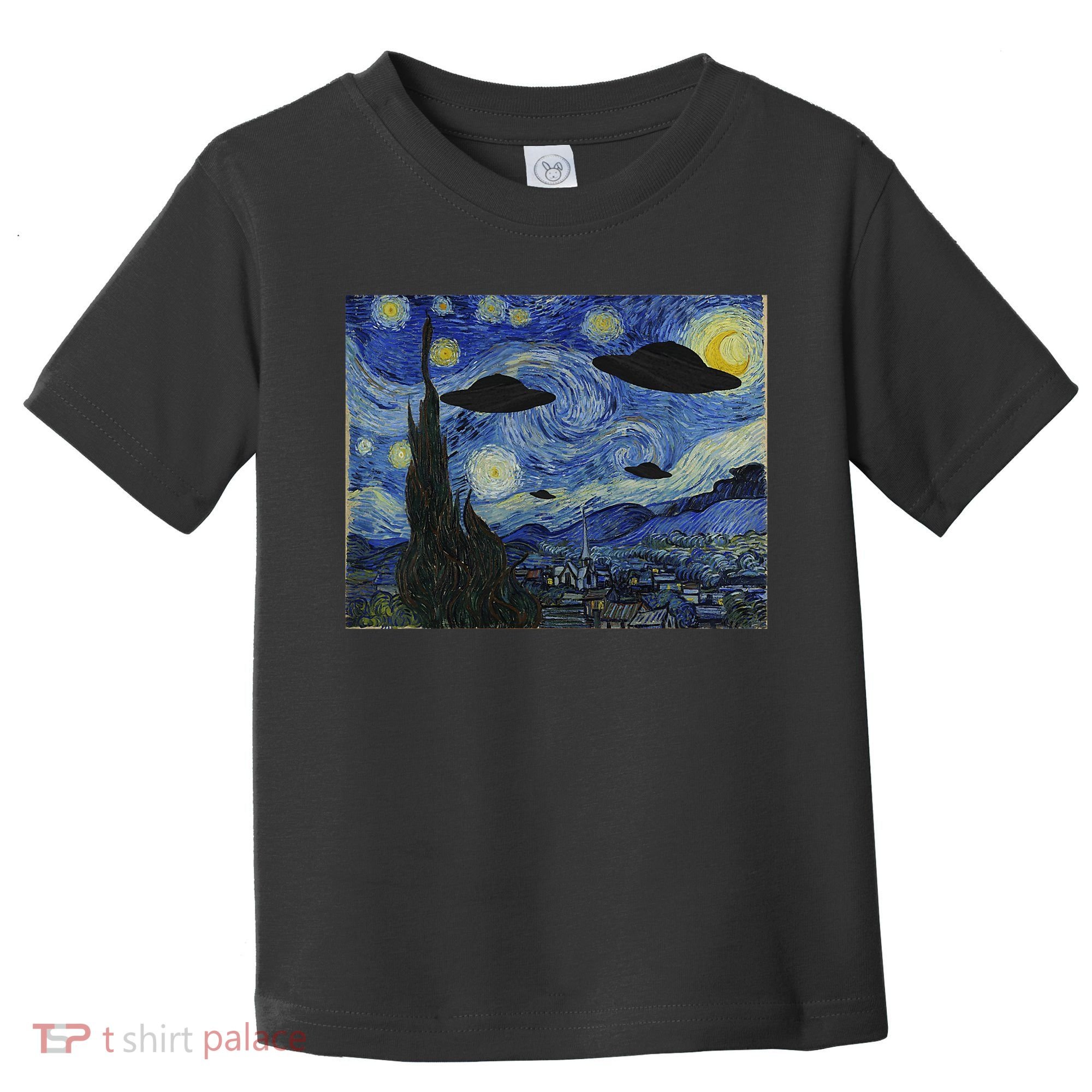 Ufo Alien Abduction Starry Night Van Gogh Painting Toddler T-Shirt