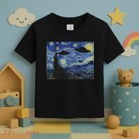 Ufo Alien Abduction Starry Night Van Gogh Painting Toddler T-Shirt thumb 3