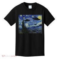 Ufo Alien Abduction Starry Night Van Gogh Painting Kids T-Shirt thumb 0