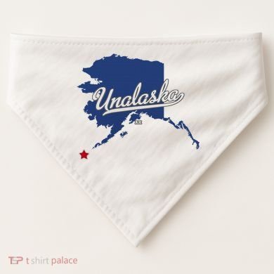 Unalaska Alaska Ak Map USA-Made Doggie Bandana