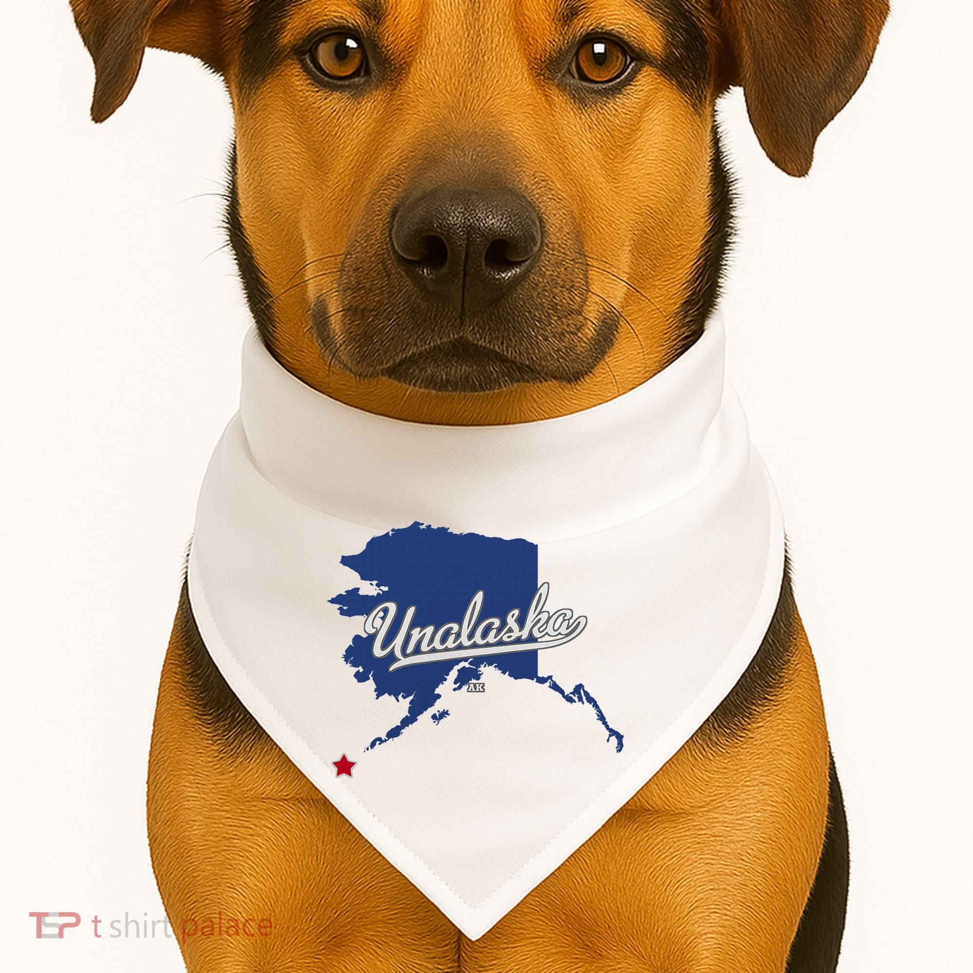 Unalaska Alaska Ak Map USA-Made Doggie Bandana