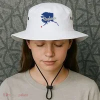 Unalaska Alaska Ak Map Bucket Hat thumb 3