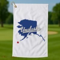 Unalaska Alaska Ak Map Golf Towel thumb 1