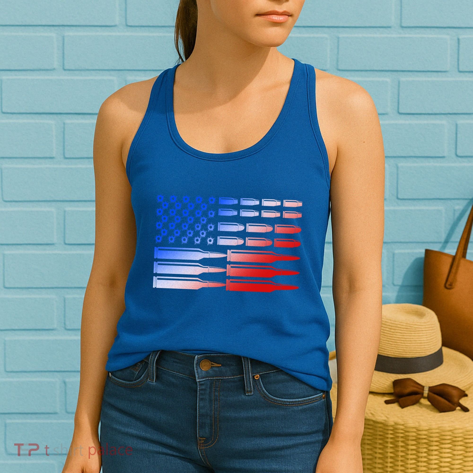 USA American Bullet Flag Women's Tank Top