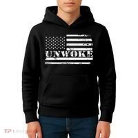 Unwoke Awake But Not Woke Kids Hoodie thumb 4