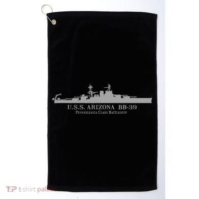 U.S.S. Arizona Bb 39 Battleship Wwii Tech Drawing Golf Towel