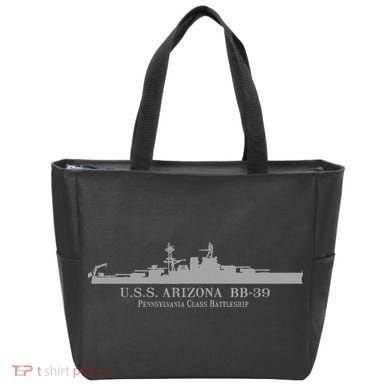 U.S.S. Arizona Bb 39 Battleship Wwii Tech Drawing Tote Bag