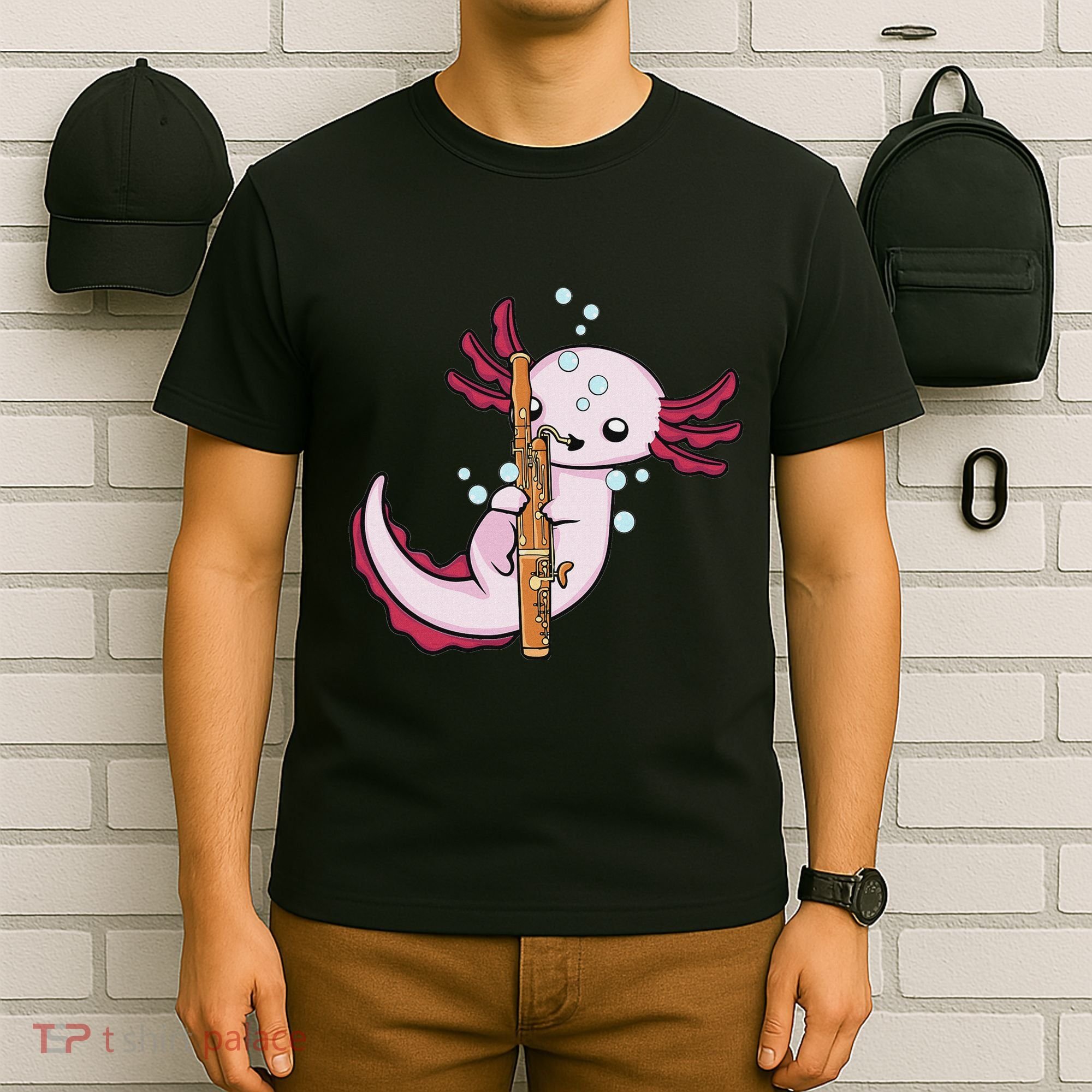 Underwater Axolotl Bassoon Player Music Bassoon T-Shirt