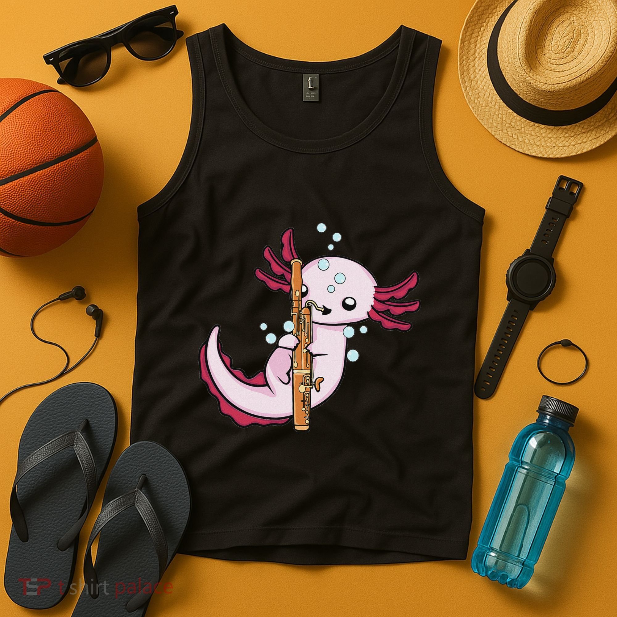Underwater Axolotl Bassoon Player Music Bassoon Tank Top