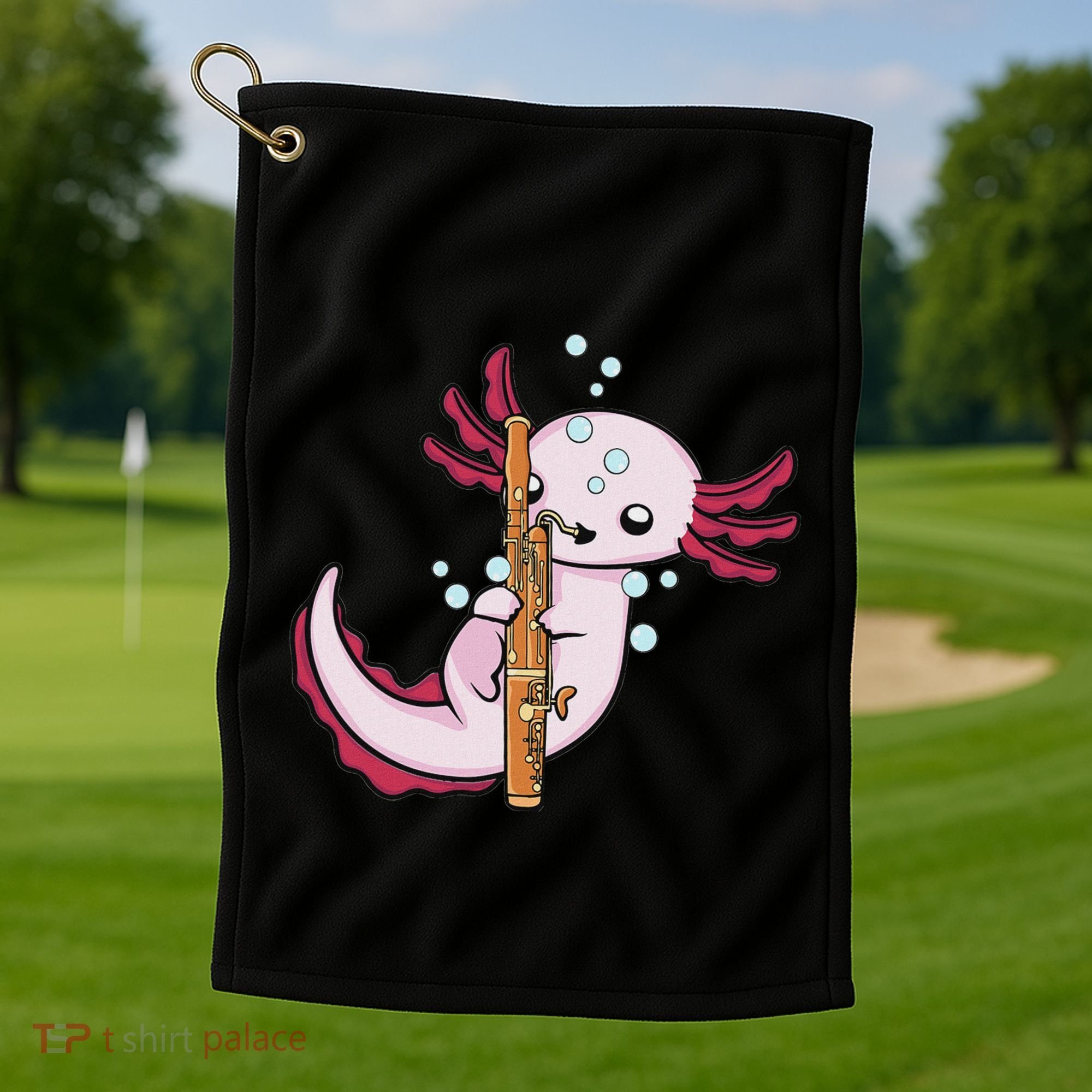 Underwater Axolotl Bassoon Player Music Bassoon Golf Towel