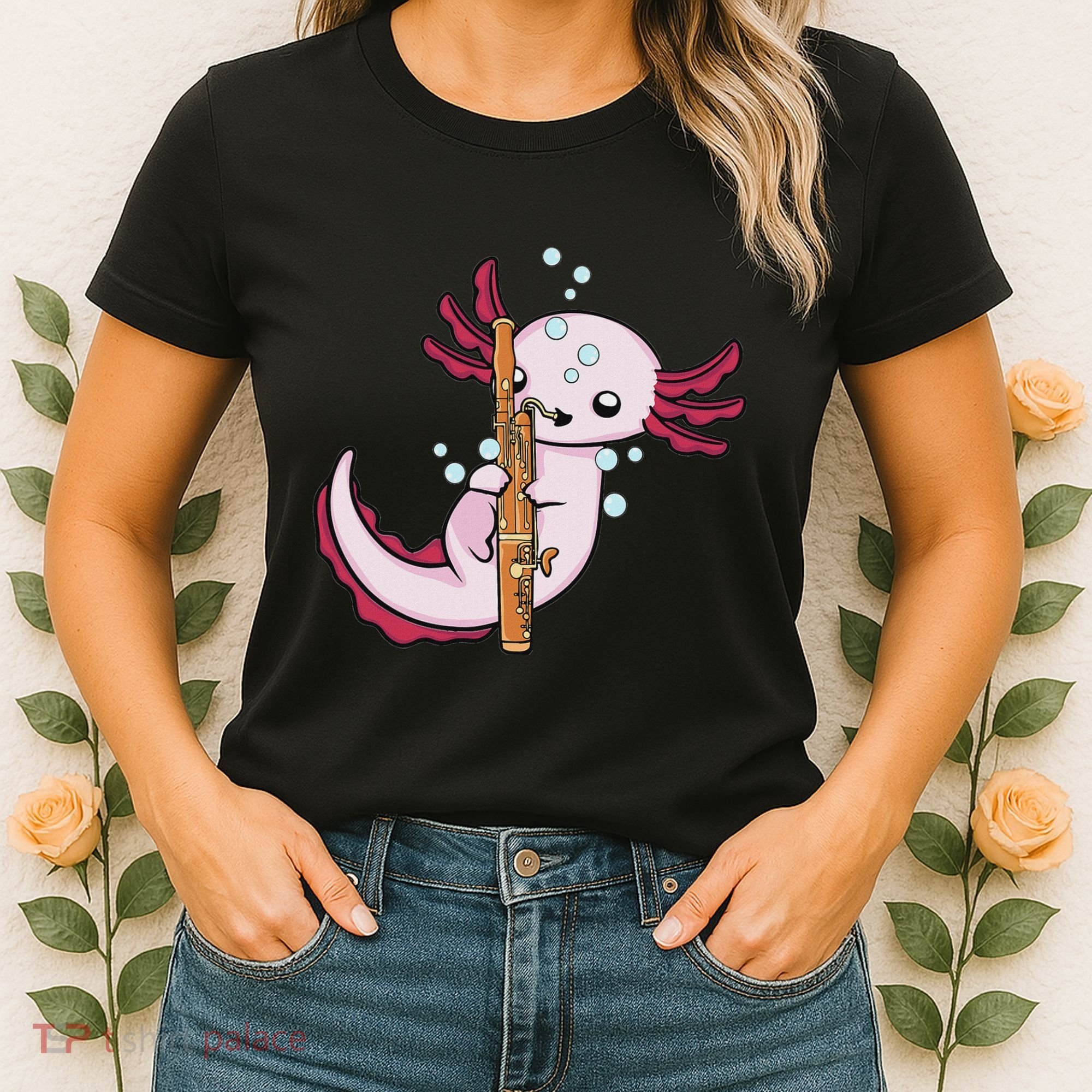 Underwater Axolotl Bassoon Player Music Bassoon Women's T-Shirt