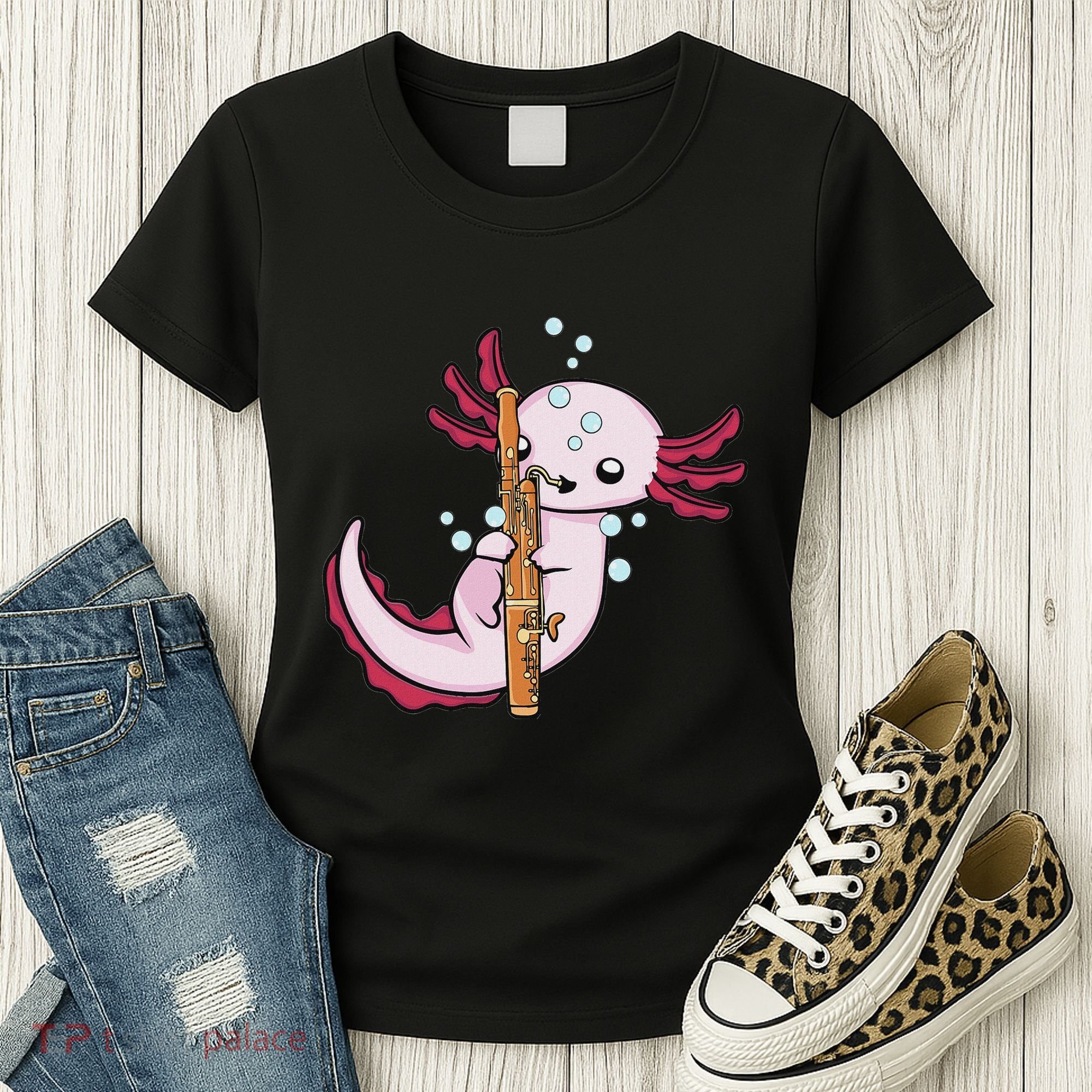 Underwater Axolotl Bassoon Player Music Bassoon Women's T-Shirt