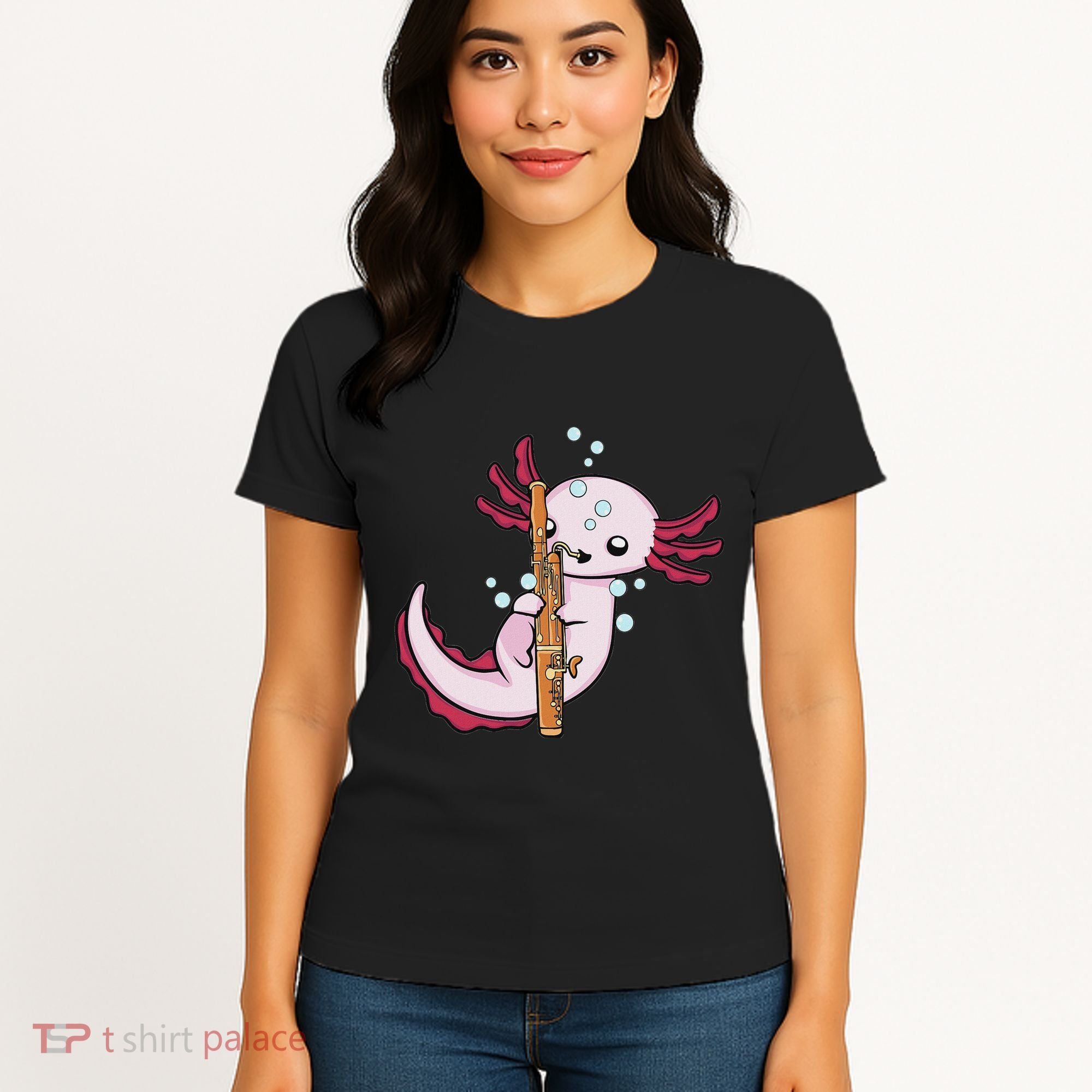 Underwater Axolotl Bassoon Player Music Bassoon Women's T-Shirt