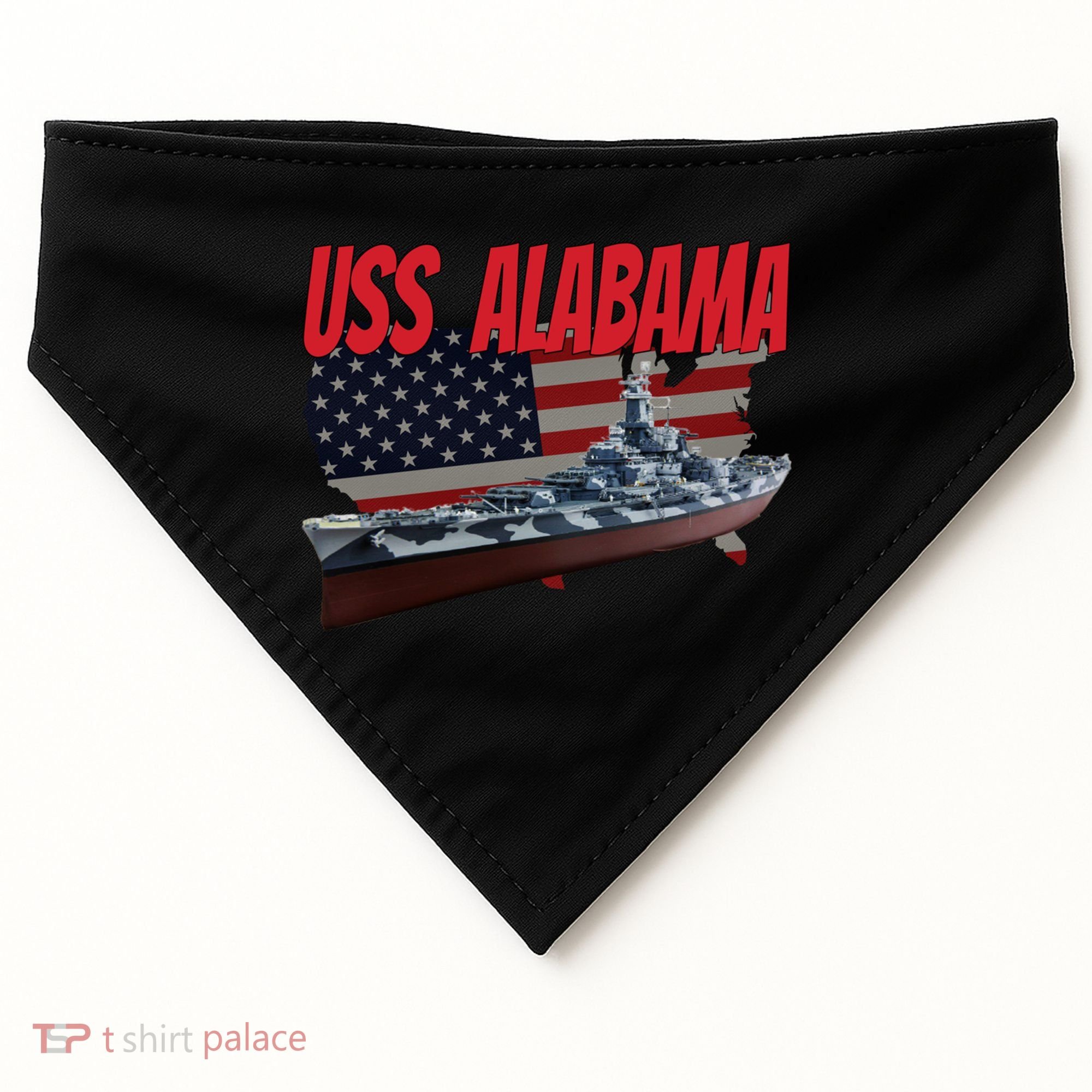 Uss Alabama Bbgift60 Ww2 And Cold War Veteran Battleship Boy Dad Gift USA-Made Doggie Bandana