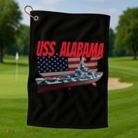 Uss Alabama Bbgift60 Ww2 And Cold War Veteran Battleship Boy Dad Gift Golf Towel thumb 1
