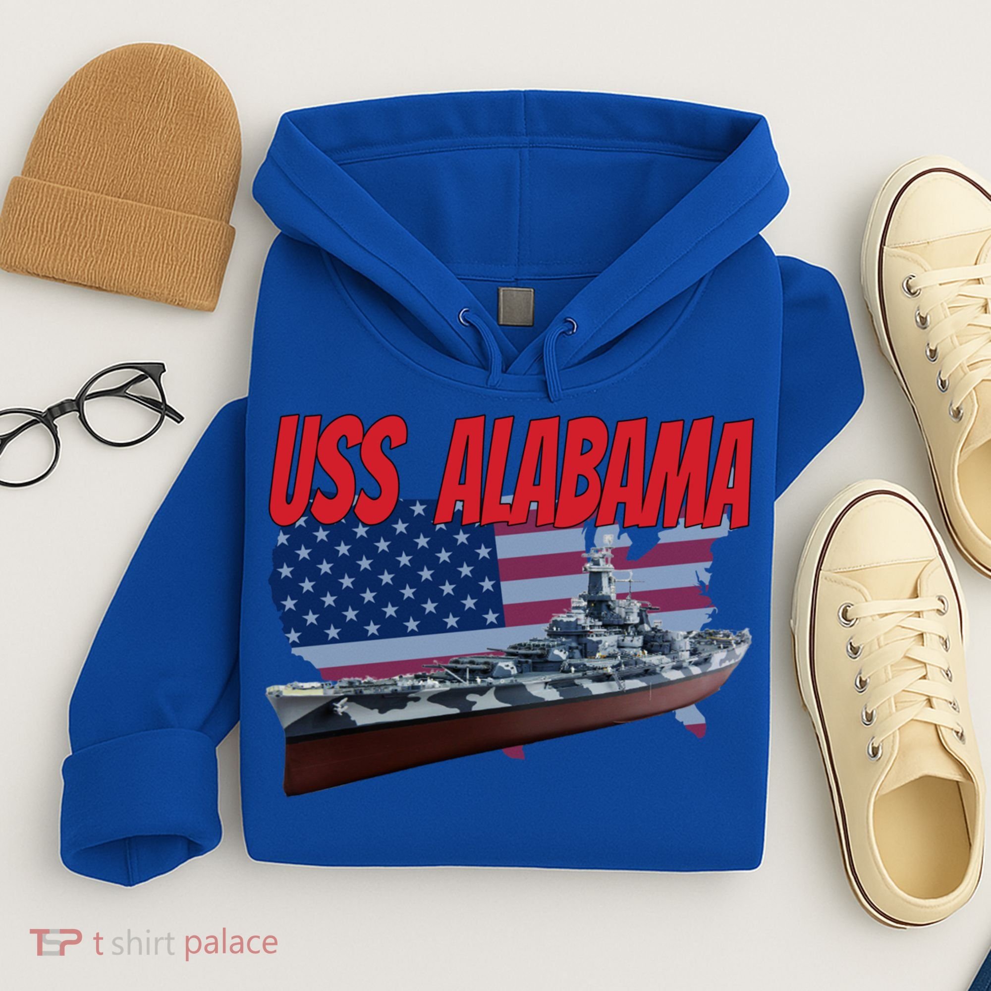 Uss Alabama Bbgift60 Ww2 And Cold War Veteran Battleship Boy Dad Gift Hoodie