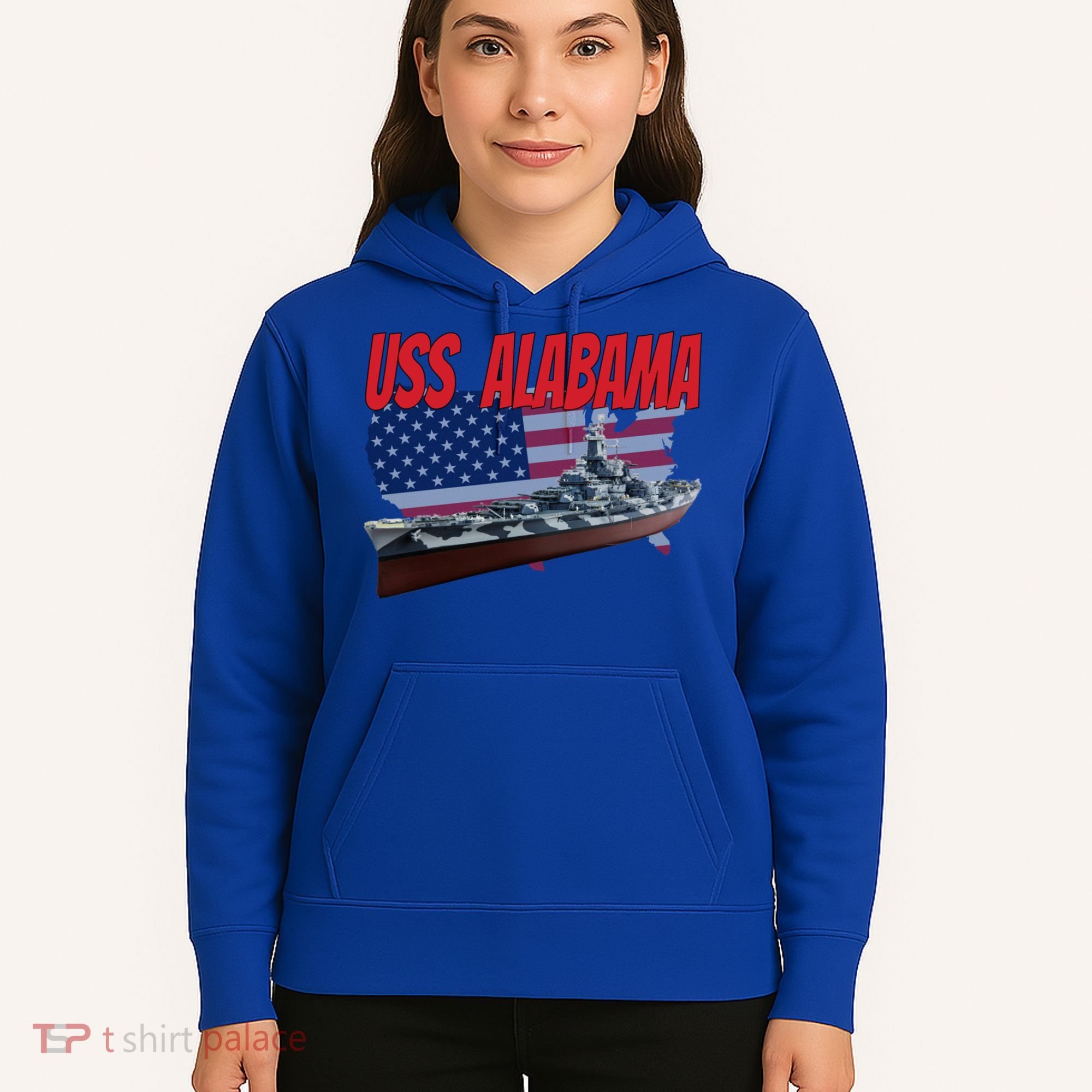 Uss Alabama Bbgift60 Ww2 And Cold War Veteran Battleship Boy Dad Gift Hoodie