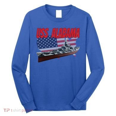 Uss Alabama Bbgift60 Ww2 And Cold War Veteran Battleship Boy Dad Gift Long Sleeve Shirt
