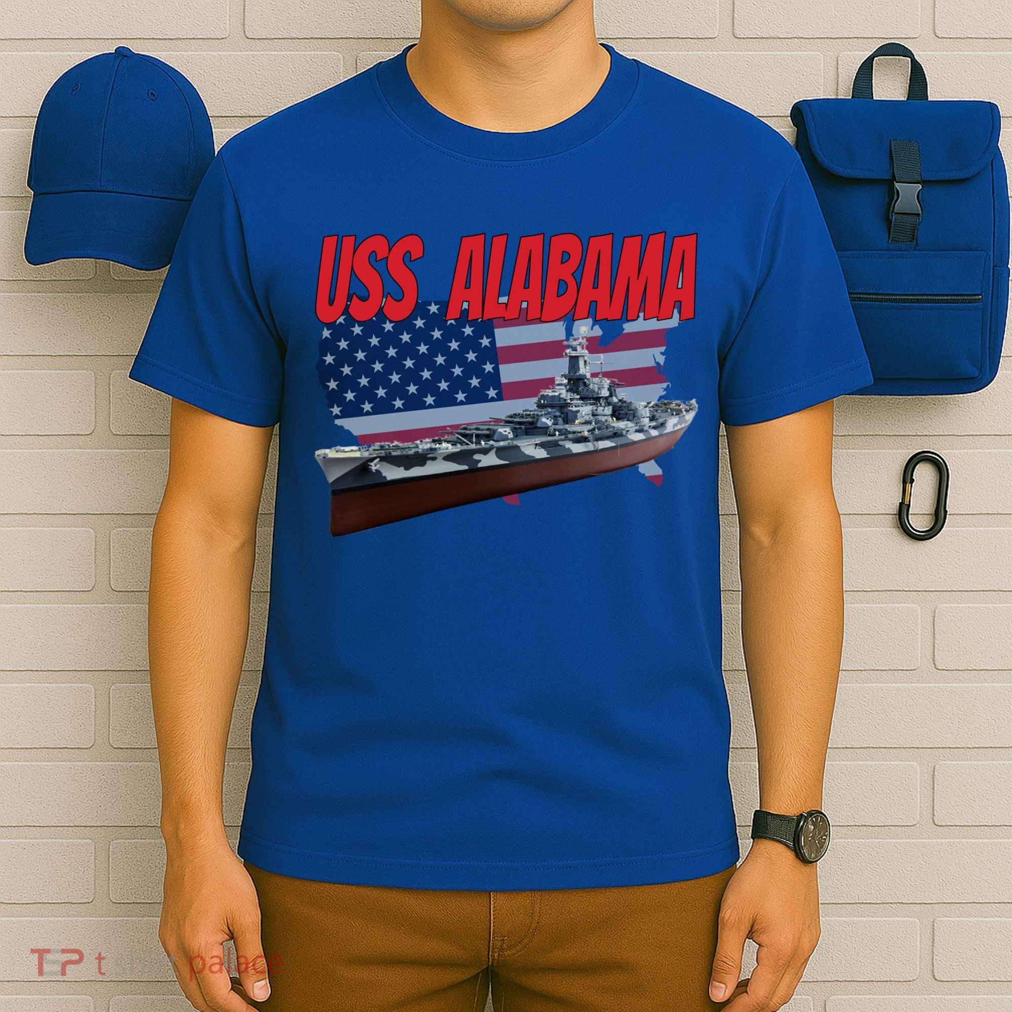 Uss Alabama Bbgift60 Ww2 And Cold War Veteran Battleship Boy Dad Gift T-Shirt