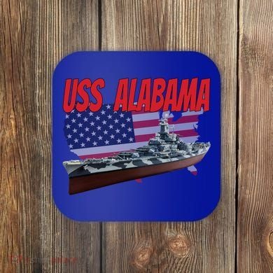 Uss Alabama Bbgift60 Ww2 And Cold War Veteran Battleship Boy Dad Gift Coaster
