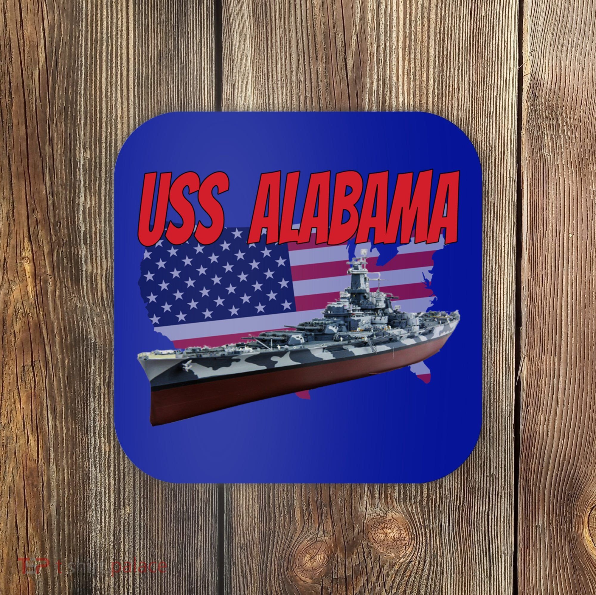 Uss Alabama Bbgift60 Ww2 And Cold War Veteran Battleship Boy Dad Gift Coaster