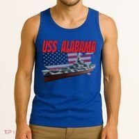 Uss Alabama Bbgift60 Ww2 And Cold War Veteran Battleship Boy Dad Gift Tank Top thumb 3