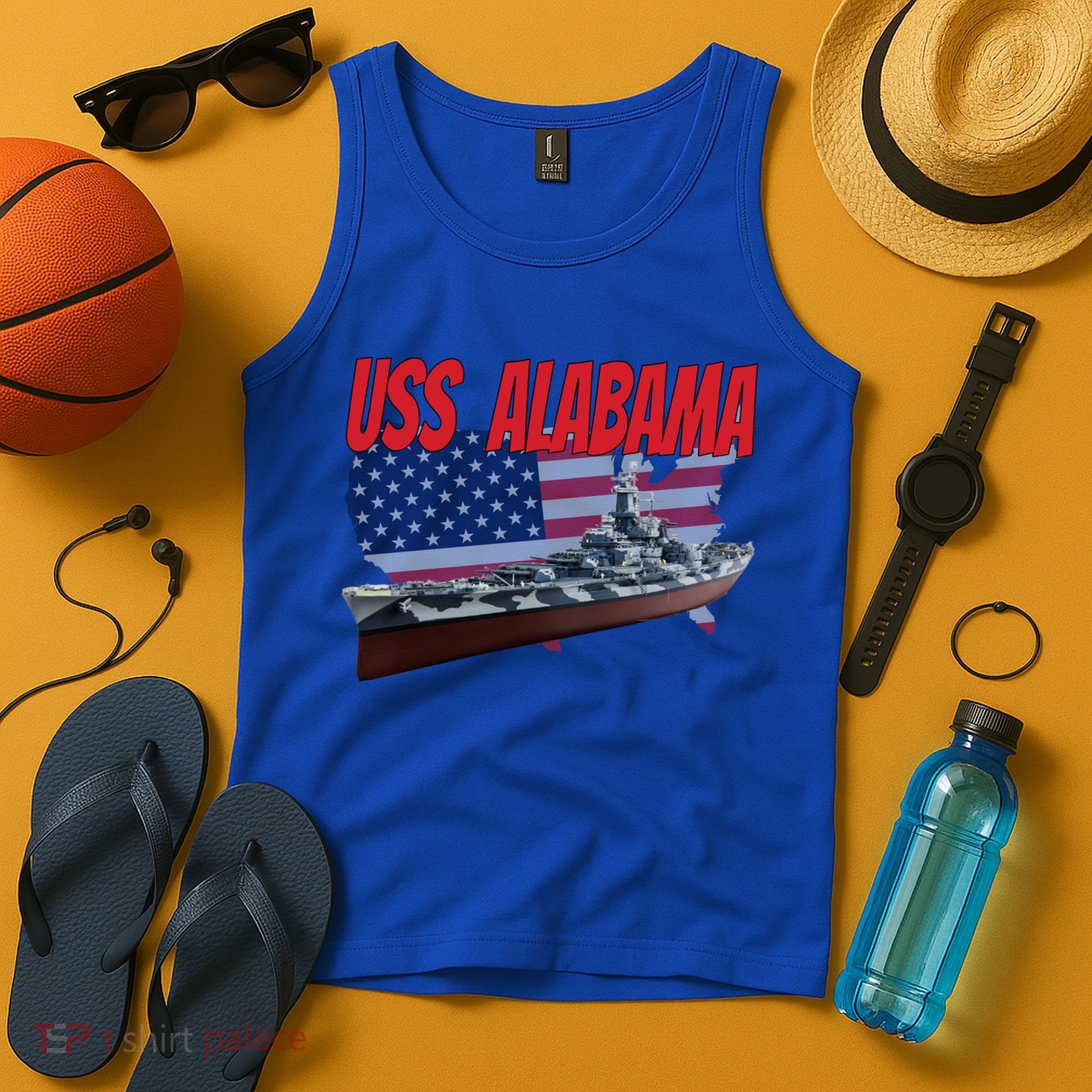 Uss Alabama Bbgift60 Ww2 And Cold War Veteran Battleship Boy Dad Gift Tank Top