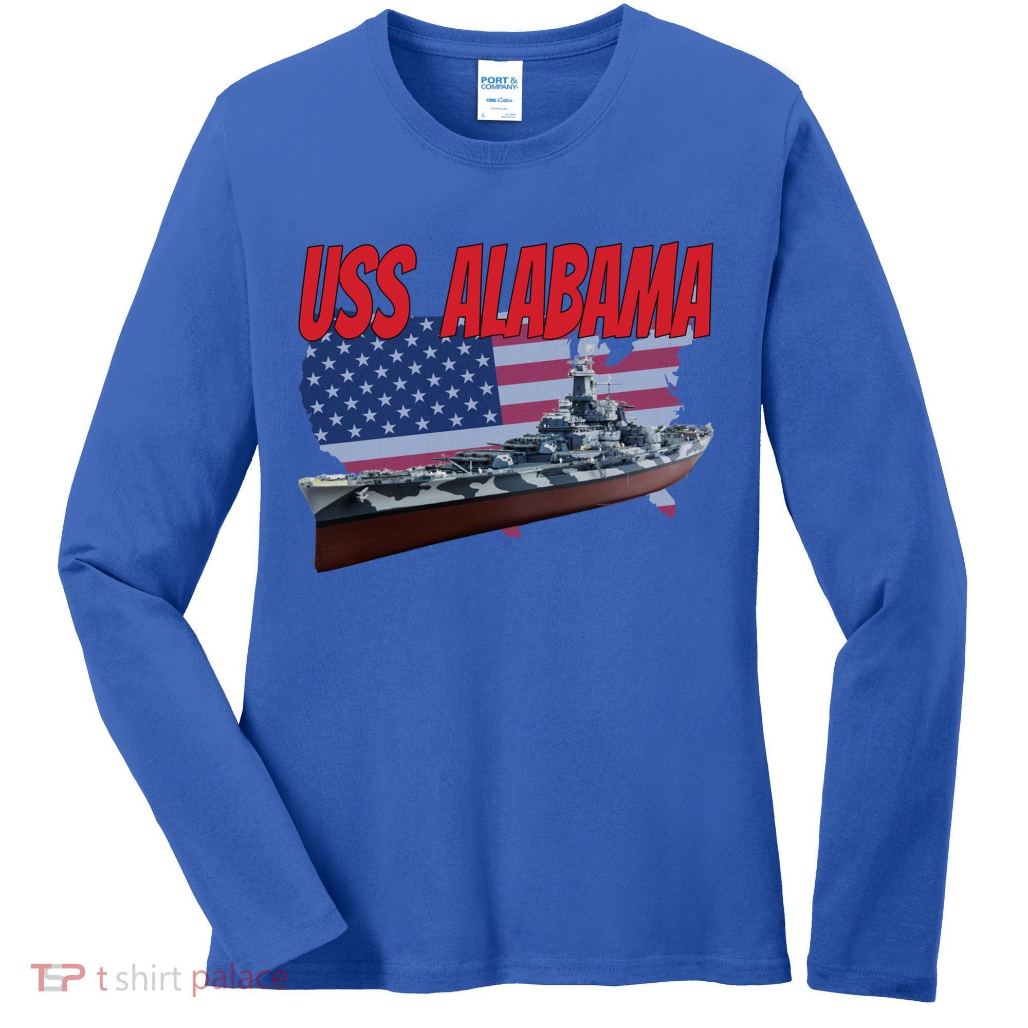 Uss Alabama Bbgift60 Ww2 And Cold War Veteran Battleship Boy Dad Gift Women's Long Sleeve Shirt