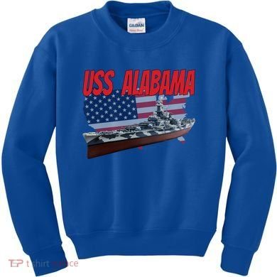 Uss Alabama Bbgift60 Ww2 And Cold War Veteran Battleship Boy Dad Gift Kids Sweatshirt