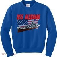 Uss Alabama Bbgift60 Ww2 And Cold War Veteran Battleship Boy Dad Gift Kids Sweatshirt thumb 0