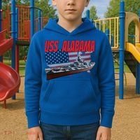 Uss Alabama Bbgift60 Ww2 And Cold War Veteran Battleship Boy Dad Gift Kids Hoodie thumb 2