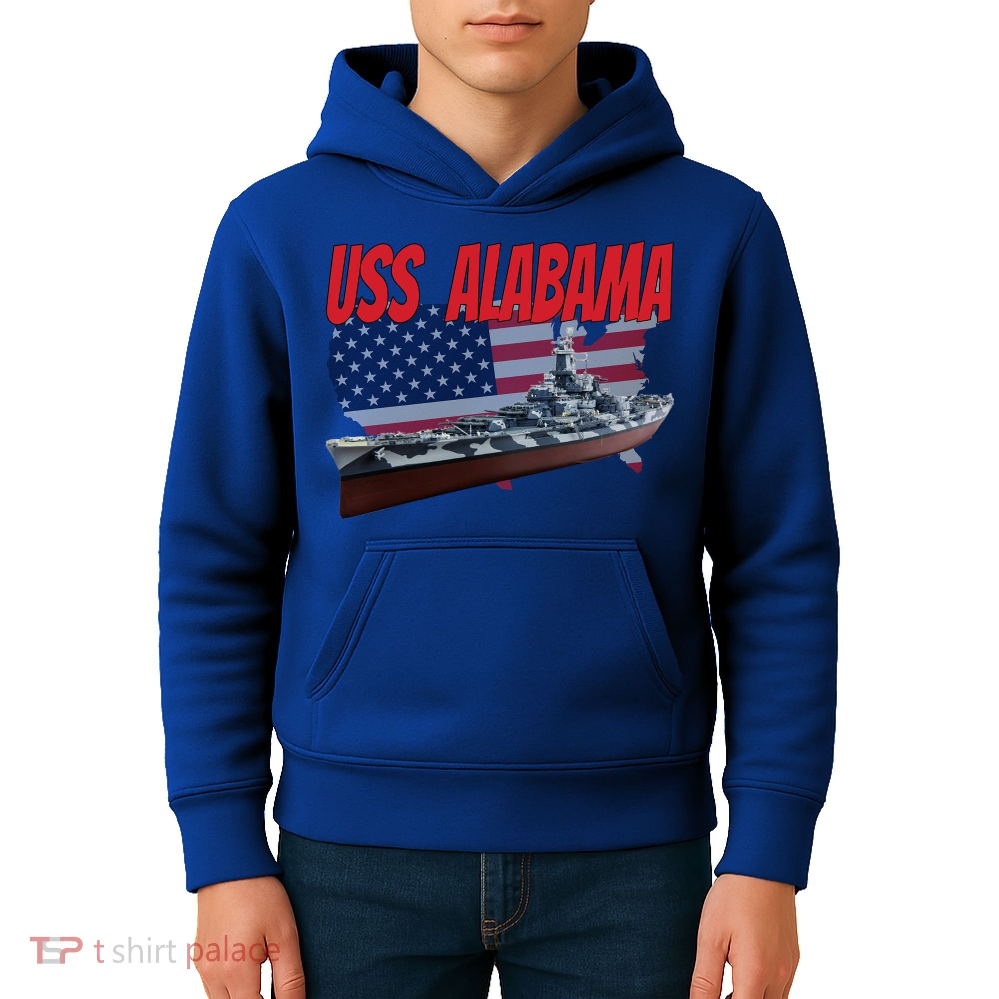 Uss Alabama Bbgift60 Ww2 And Cold War Veteran Battleship Boy Dad Gift Kids Hoodie