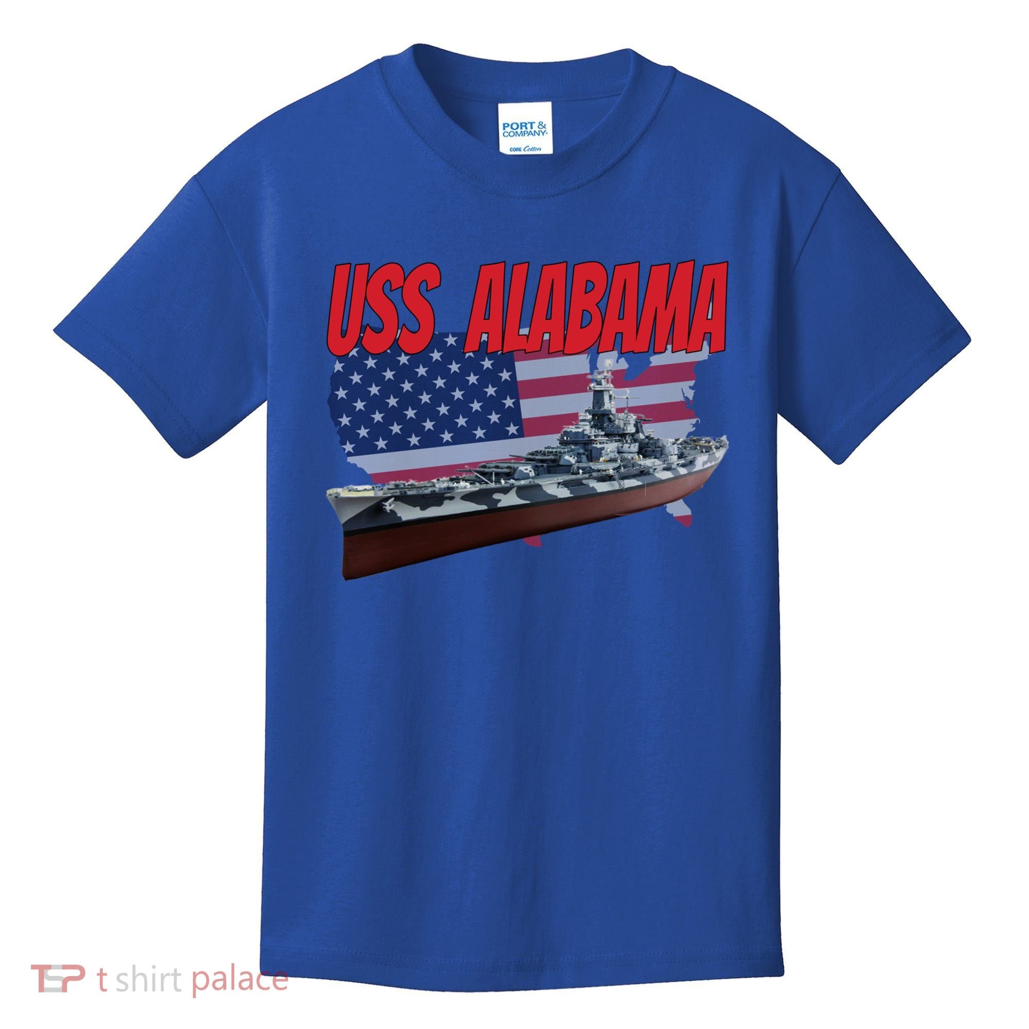 Uss Alabama Bbgift60 Ww2 And Cold War Veteran Battleship Boy Dad Gift Kids T-Shirt