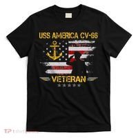 USS America CV 66 Aircraft Carrier Veteran Flag Veterans Day T-Shirt thumb 0