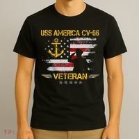 USS America CV 66 Aircraft Carrier Veteran Flag Veterans Day T-Shirt thumb 3