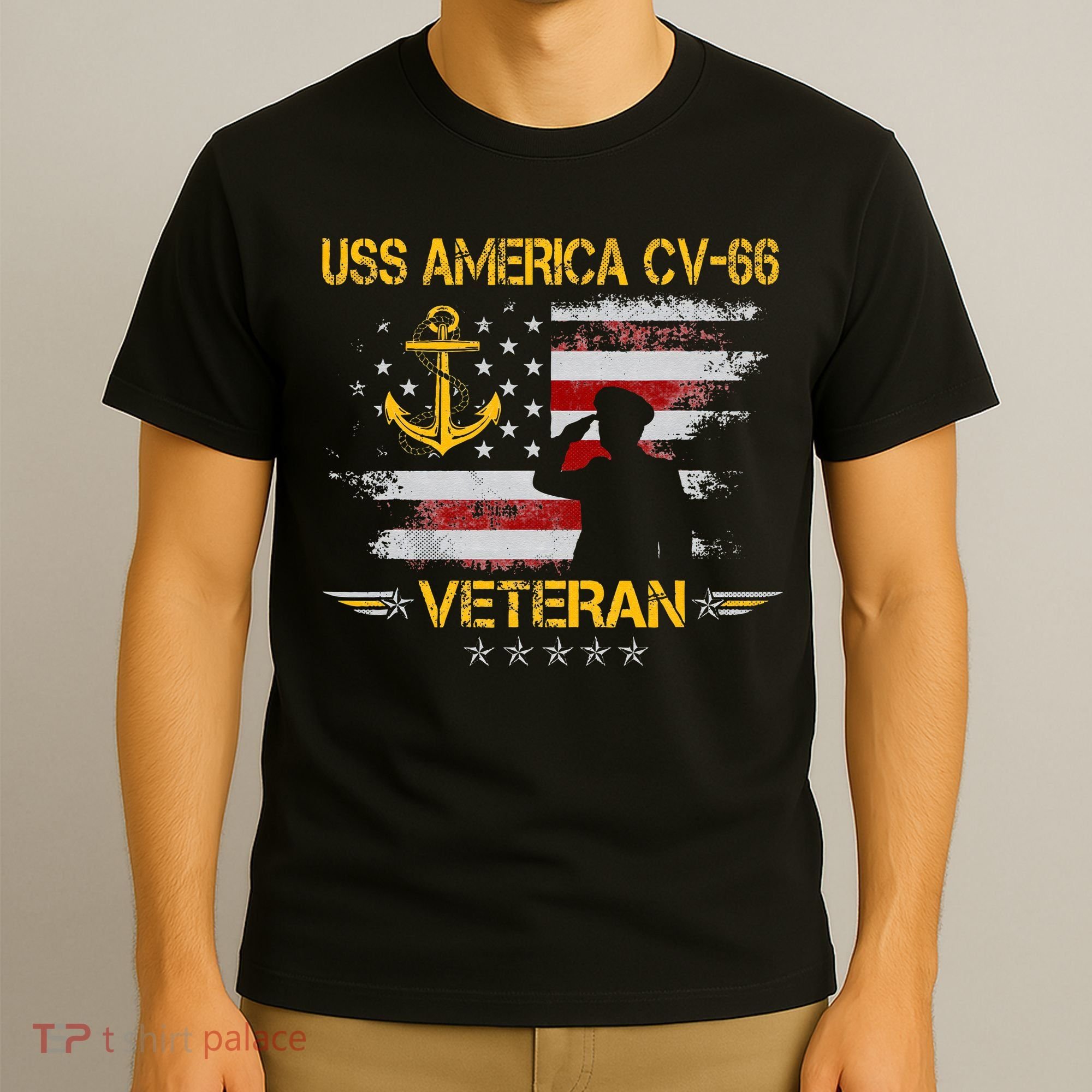 USS America CV 66 Aircraft Carrier Veteran Flag Veterans Day T-Shirt