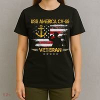 USS America CV 66 Aircraft Carrier Veteran Flag Veterans Day T-Shirt thumb 4