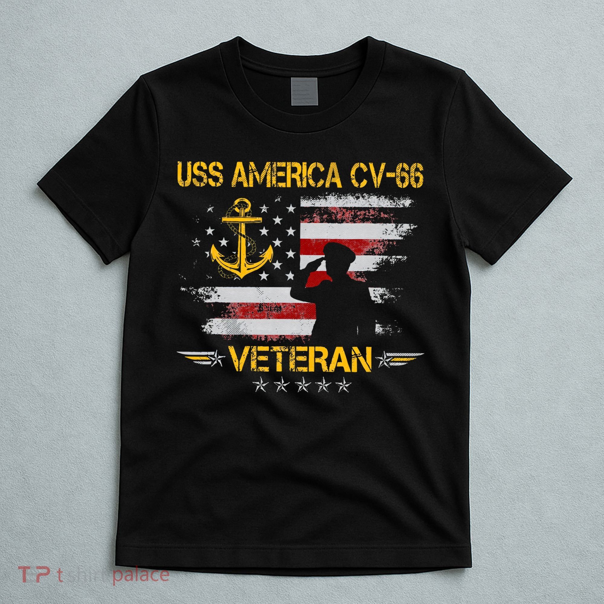 USS America CV 66 Aircraft Carrier Veteran Flag Veterans Day T-Shirt