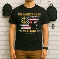 USS America CV 66 Aircraft Carrier Veteran Flag Veterans Day T-Shirt thumb 6
