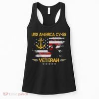 USS America CV 66 Aircraft Carrier Veteran Flag Veterans Day Women's Tank Top thumb 0