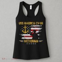 USS America CV 66 Aircraft Carrier Veteran Flag Veterans Day Women's Tank Top thumb 3