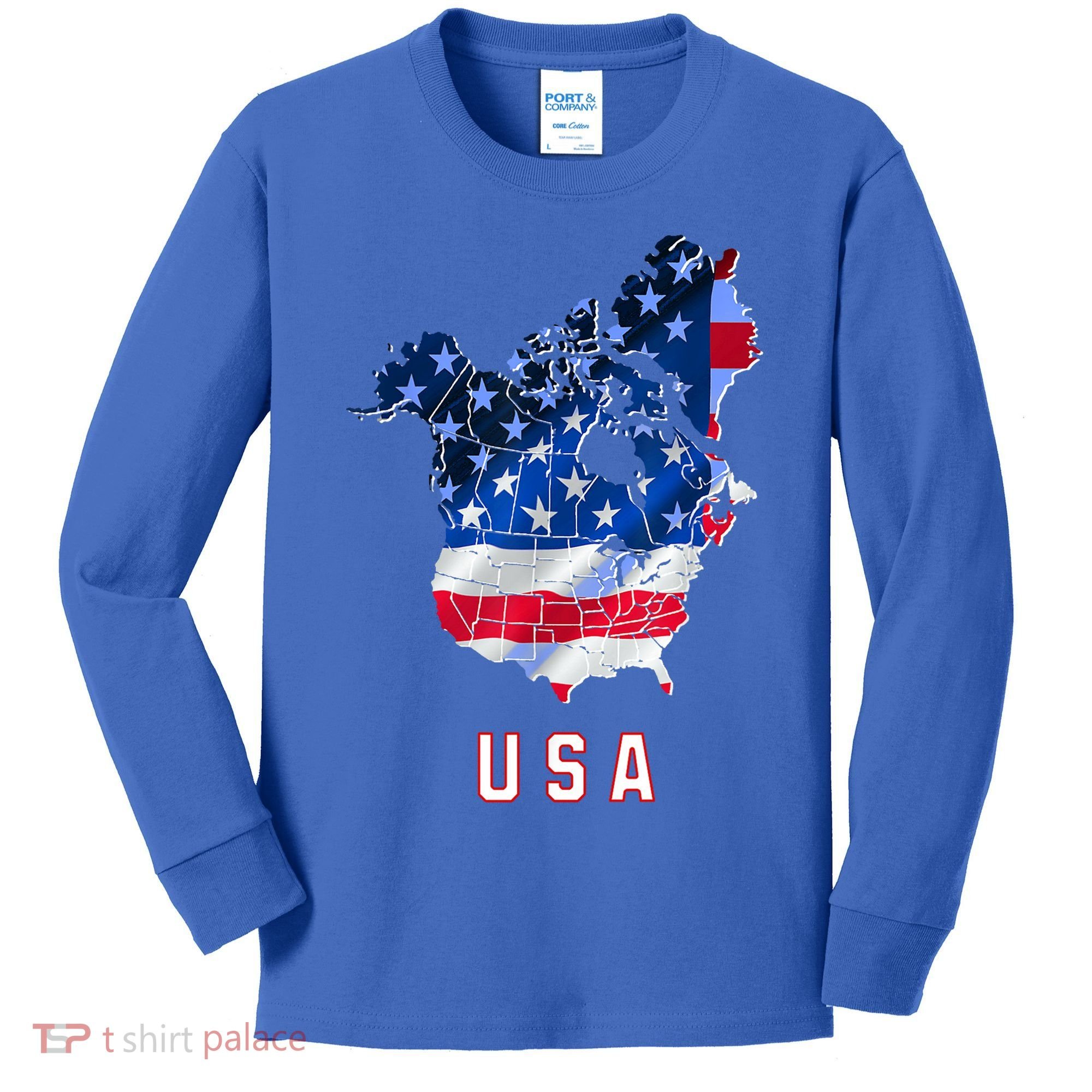 Usa And Canada Map Annex Canada 51st State Trump Greenland Kids Long Sleeve Shirt