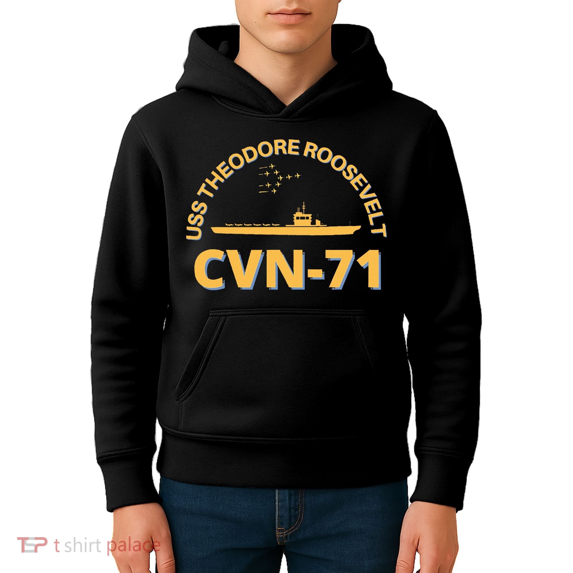 Us Aircraft Carrier Cvn71 Uss Theodore Roosevelt Kids Hoodie