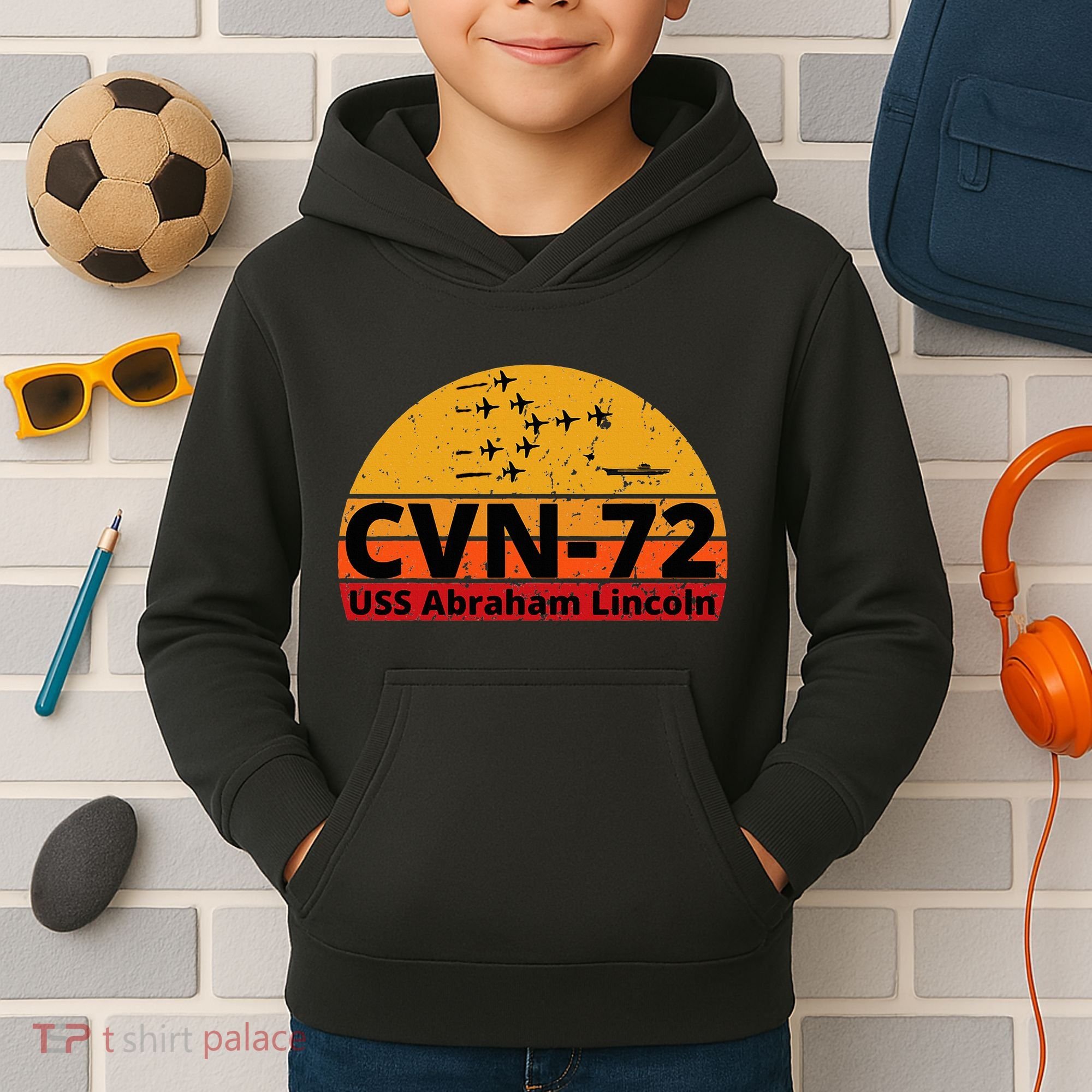 Us Aircraft Carrier Cvn72 Uss Abraham Lincoln Kids Hoodie